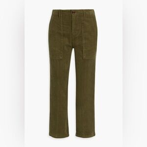 COTTON-CORDUROY STRAIGHT-LEG PANTS IN ARMY GREEN (NWOT)